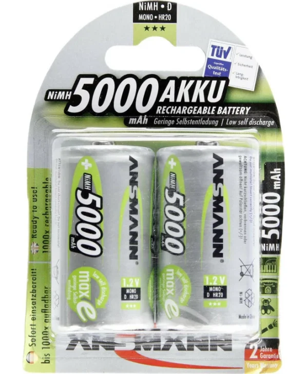 Ansmann Επαναφορτιζόμενες Μπαταρίες D Ni-MH 5000mAh 1.2V 2τμχ 5030922