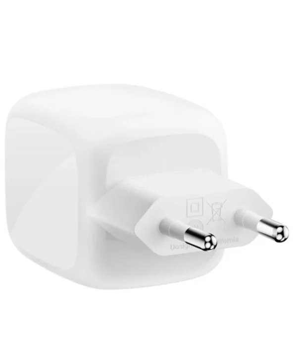 Belkin Φορτιστής GaN με 2 Θύρες USB-C και Καλώδιο USB-C - USB-C 67W Power Delivery Λευκός (BoostCharge Pro) WCH020KQ2MWH-B6