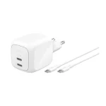 Belkin Φορτιστής GaN με 2 Θύρες USB-C και Καλώδιο USB-C - USB-C 67W Power Delivery Λευκός (BoostCharge Pro) WCH020KQ2MWH-B6 - Image 3
