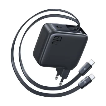 Baseus Φορτιστής με Ενσωματωμένο Καλώδιο με Θύρα USB-C USB-C 67W Power Delivery Μαύρος (EnerCore CJ21) E0121D00