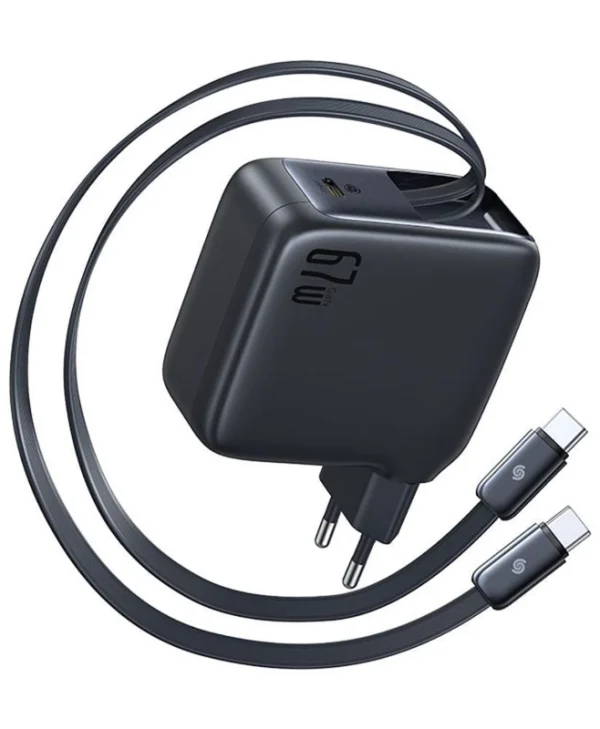 Baseus Φορτιστής με Ενσωματωμένο Καλώδιο με Θύρα USB-C USB-C 67W Power Delivery Μαύρος (EnerCore CJ21) E0121D00