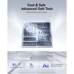 Baseus Φορτιστής GaN με Θύρα USB-A και 2 Θύρες USB-C και Καλώδιο USB-C - USB-C 100W Power Delivery Μαύρος (PicoGo AE21) E0121B00 - Image 6