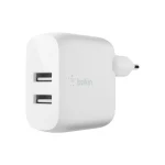 Belkin Φορτιστής Χωρίς Καλώδιο με 2 Θύρες USB-A 24W Λευκός (Boost Charge) WCB002vfWH