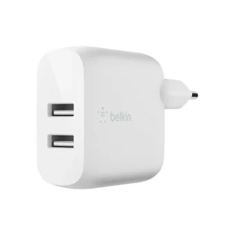 Belkin Φορτιστής Χωρίς Καλώδιο με 2 Θύρες USB-A 24W Λευκός (Boost Charge) WCB002vfWH
