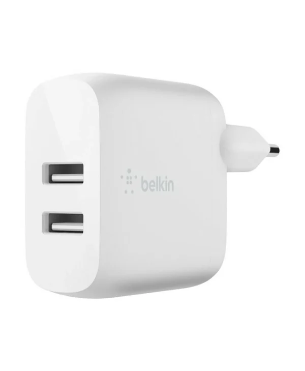 Belkin Φορτιστής Χωρίς Καλώδιο με 2 Θύρες USB-A 24W Λευκός (Boost Charge) WCB002vfWH