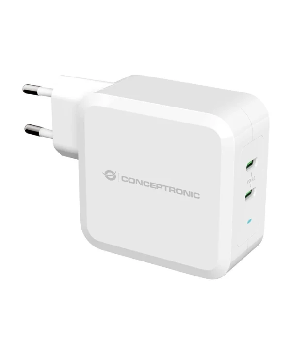 Conceptronic Φορτιστής Χωρίς Καλώδιο με 2 Θύρες USB-C 100W Power Delivery Λευκός (ALTHEA08W)