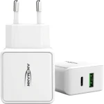 Ansmann Φορτιστής Χωρίς Καλώδιο με Θύρα USB-A και Θύρα USB-C Λευκός (HC218PD) 1001-0111