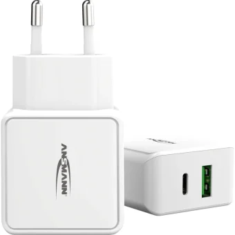 Ansmann Φορτιστής Χωρίς Καλώδιο με Θύρα USB-A και Θύρα USB-C Λευκός (HC218PD) 1001-0111