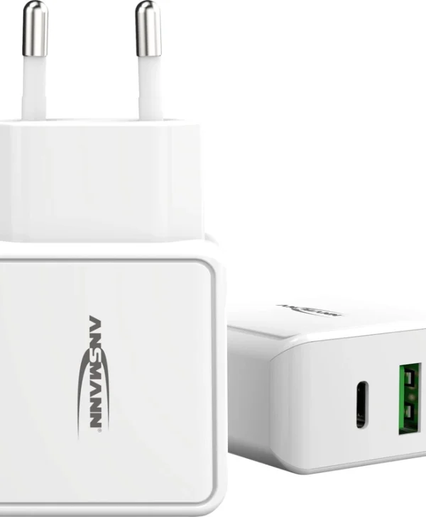 Ansmann Φορτιστής Χωρίς Καλώδιο με Θύρα USB-A και Θύρα USB-C Λευκός (HC218PD) 1001-0111