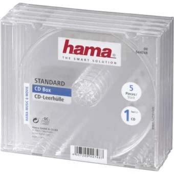 HAMA CD Box για 1 Δίσκο σε Διάφανο Χρώμα 5τμχ 44748