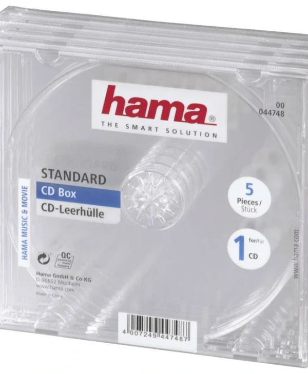 HAMA CD Box για 1 Δίσκο σε Διάφανο Χρώμα 5τμχ 44748