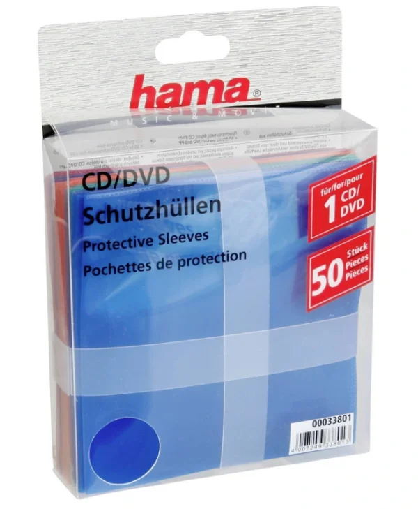 HAMA Φάκελος Cd για 1 Δίσκο με Διάφανη Πρόσοψη σε Διάφορα Χρώματα 51067