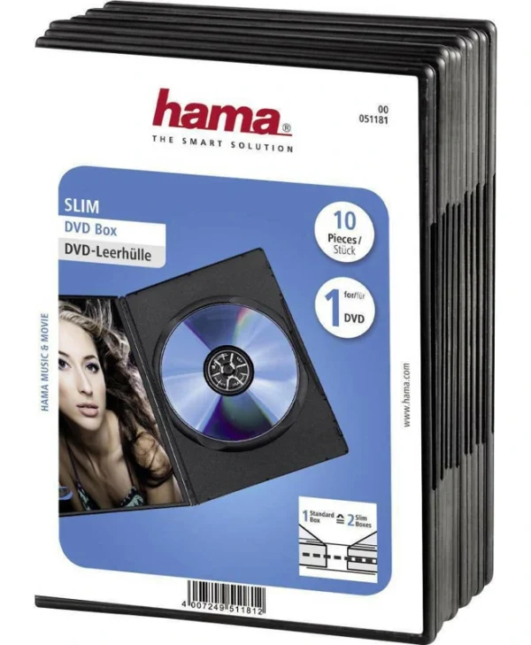 HAMA DVD Box για 1 Δίσκο Μαύρο 10τμχ 51181