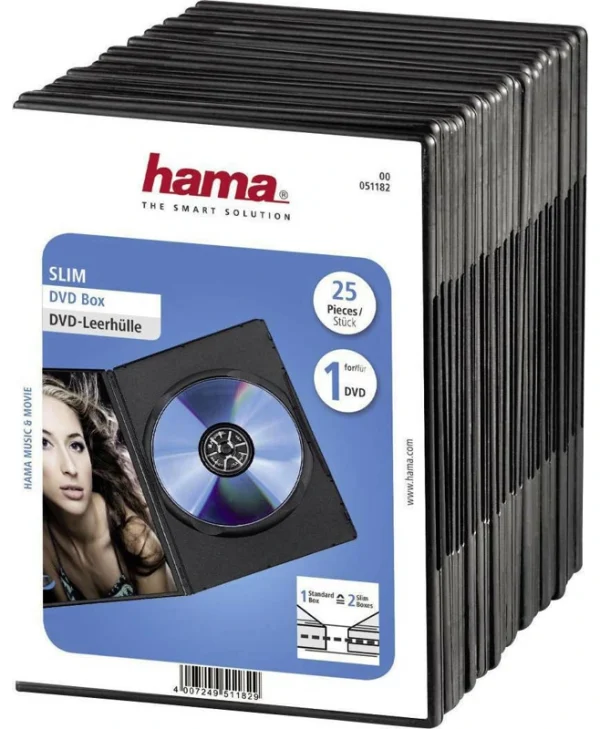 HAMA DVD Box για 1 Δίσκο Μαύρο 25τμχ 51182