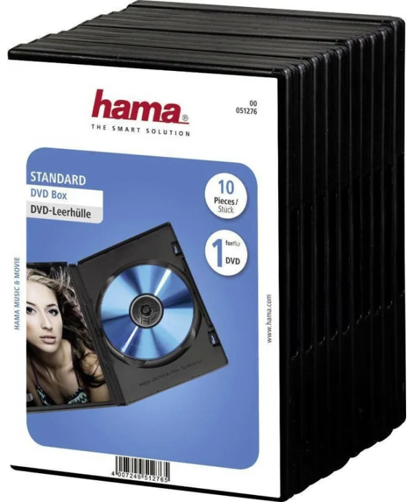 HAMA DVD Box για 1 Δίσκο Μαύρο 10τμχ 51276