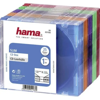 HAMA CD Box για 1 Δίσκο με Διάφανη Πρόσοψη σε Διάφορα Χρώματα 25τμχ 51166