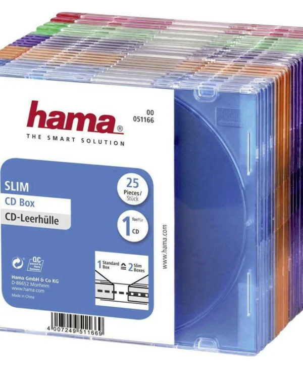 HAMA CD Box για 1 Δίσκο με Διάφανη Πρόσοψη σε Διάφορα Χρώματα 25τμχ 51166