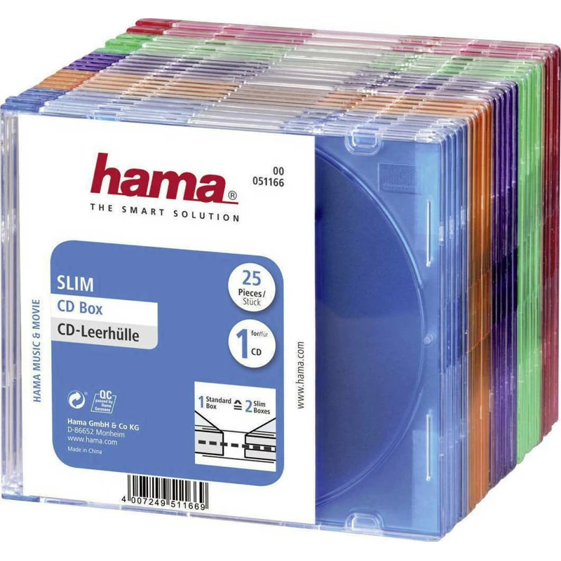 1 HAMA CD Box για 1 Δίσκο με Διάφανη Πρόσοψη σε Διάφορα Χρώματα 25τμχ 51166 - Image 1