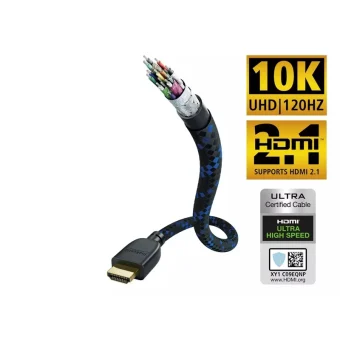 Inakustik HDMI 2.1 Ultra High Speed 48Gbps 4K 120Hz HDR VRR Cable HDMI male - HDMI male 5m Μαύρο 00423550
