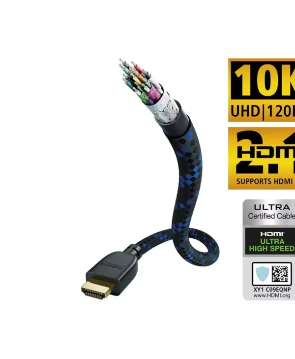 Inakustik HDMI 2.1 Ultra High Speed 48Gbps 4K 120Hz HDR VRR Cable HDMI male - HDMI male 5m Μαύρο 00423550