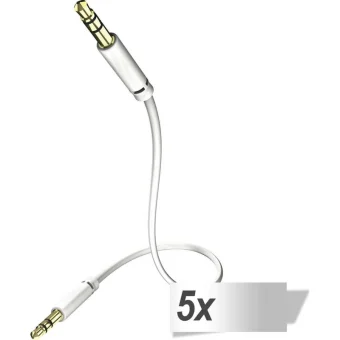 Inakustik Καλώδιο Ήχου 3.5mm male - 3.5mm male Λευκό 0.75m με Επίχρυσους Ακροδέκτες 0031010075 5τμχ