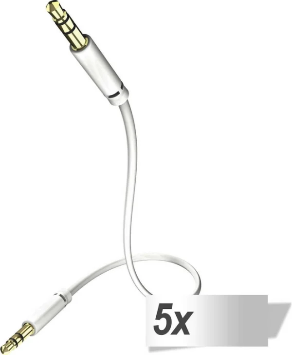Inakustik Καλώδιο Ήχου 3.5mm male - 3.5mm male Λευκό 0.75m με Επίχρυσους Ακροδέκτες 0031010075 5τμχ
