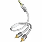 Inakustik Καλώδιο Ήχου 3.5mm male - RCA male Λευκό 5m με Επίχρυσους Ακροδέκτες 00410005