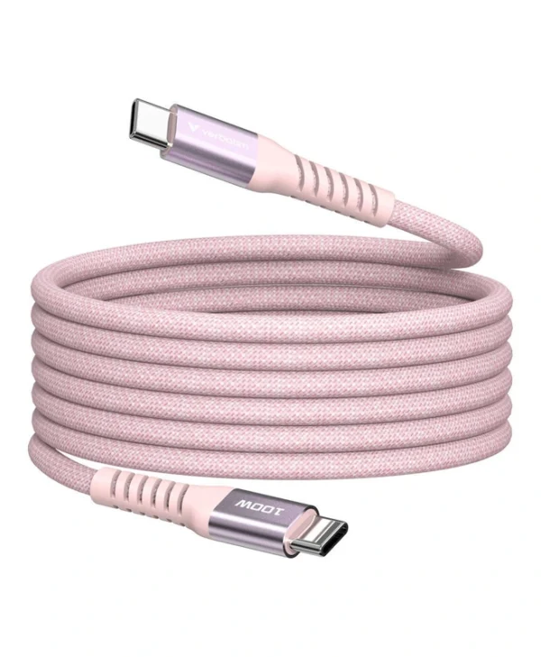 Verbatim Magnetic / Braided / Spiral USB 2.0 Cable USB-C male - USB-C 100W PD Ροζ 1.2m 31857