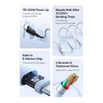Baseus Series USB 2.0 Cable USB-C male - USB-C 100W Λευκό 1m P10377704213-00 - Image 7