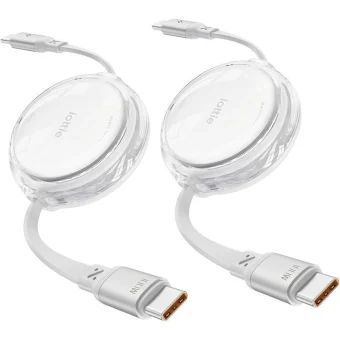Iottie 100w Retractable Usb-c Cable 2 Pack White IOTACC610