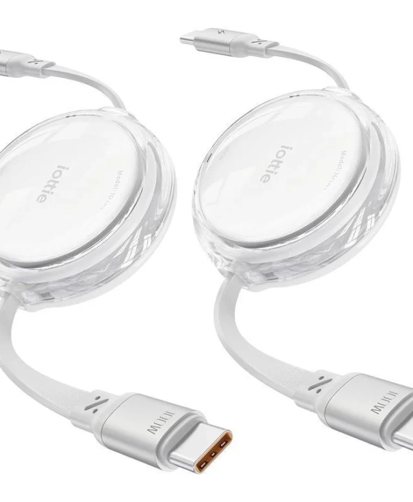 Iottie 100w Retractable Usb-c Cable 2 Pack White IOTACC610