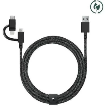 Native Union Cosmos Braided USB to Lightning / Type-C / micro USB Cable Μαύρο 2m BELT-ULC-CS-BLK-NP