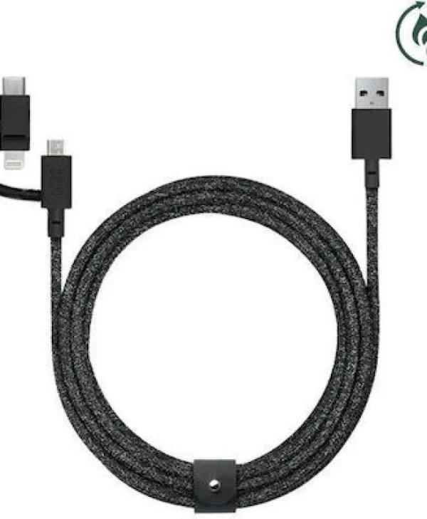 Native Union Cosmos Braided USB to Lightning / Type-C / micro USB Cable Μαύρο 2m BELT-ULC-CS-BLK-NP