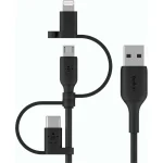Belkin Regular USB to Lightning / Type-C / micro USB Cable Μαύρο 1m (CAC001BT1MBK)