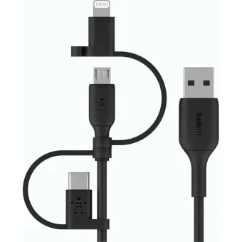 Belkin Regular USB to Lightning / Type-C / micro USB Cable Μαύρο 1m (CAC001BT1MBK)
