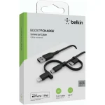 Belkin Regular USB to Lightning / Type-C / micro USB Cable Μαύρο 1m (CAC001BT1MBK) - Image 3