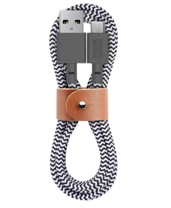Native Union Union Belt Braided USB 2.0 Cable USB-C male - USB-A Γκρι 1.2m BELT-AC-ZEB-NP