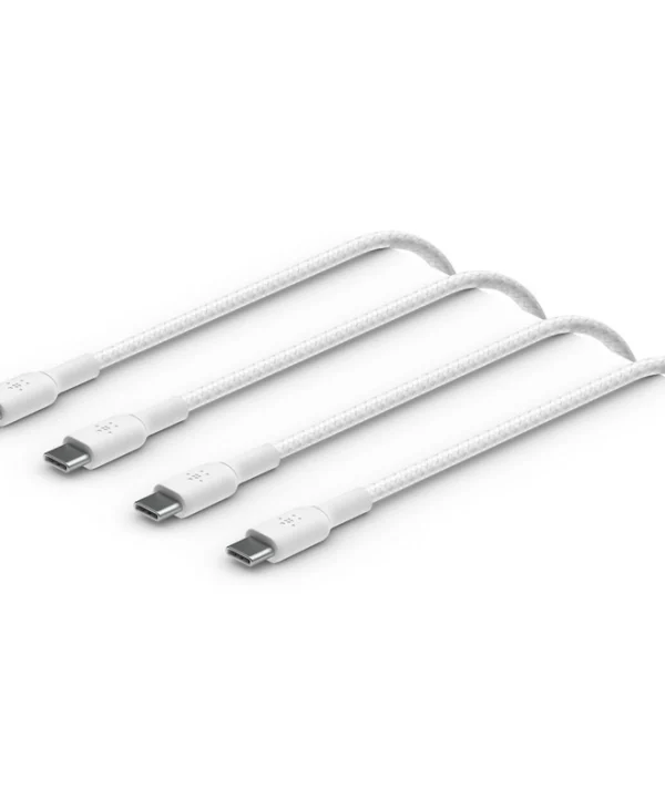 Belkin 2Pack Braided USB 2.0 Cable USB-C male - USB-C 60W PD Λευκό 2m CAB004BT2MWH2PK