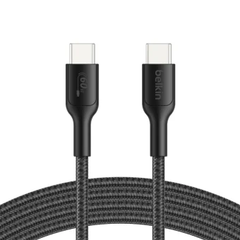 Belkin Braided USB 2.0 Cable USB-C male - USB-C 60W PD Μαύρο 2m ENA008hq2MBK ENA008HQ2MBK
