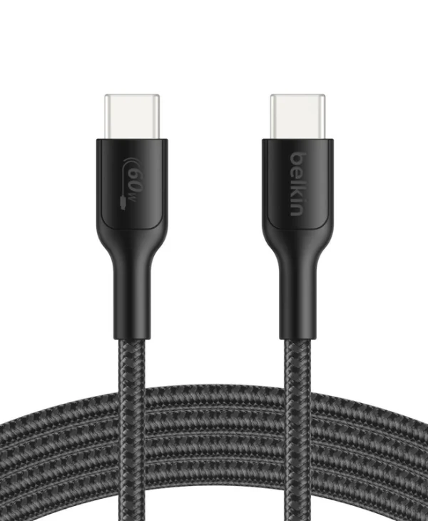 Belkin Braided USB 2.0 Cable USB-C male - USB-C 60W PD Μαύρο 2m ENA008hq2MBK ENA008HQ2MBK