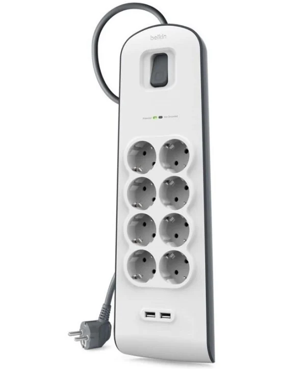 Belkin Πολύπριζο Aσφαλείας 8 Θέσεων με Καλώδιο 2m BSV804VF2M-V2
