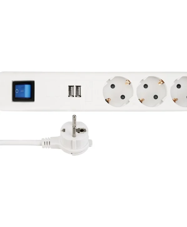 REV Πολύπριζο 3 Θέσεων με 2 USB-A και Καλώδιο 1.4m 0014348100