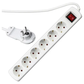 REV Multiple Socket Smart 6-fold 2m Πολύπριζο 6 Θέσεων με Διακόπτη και Καλώδιο 2m 0012626114