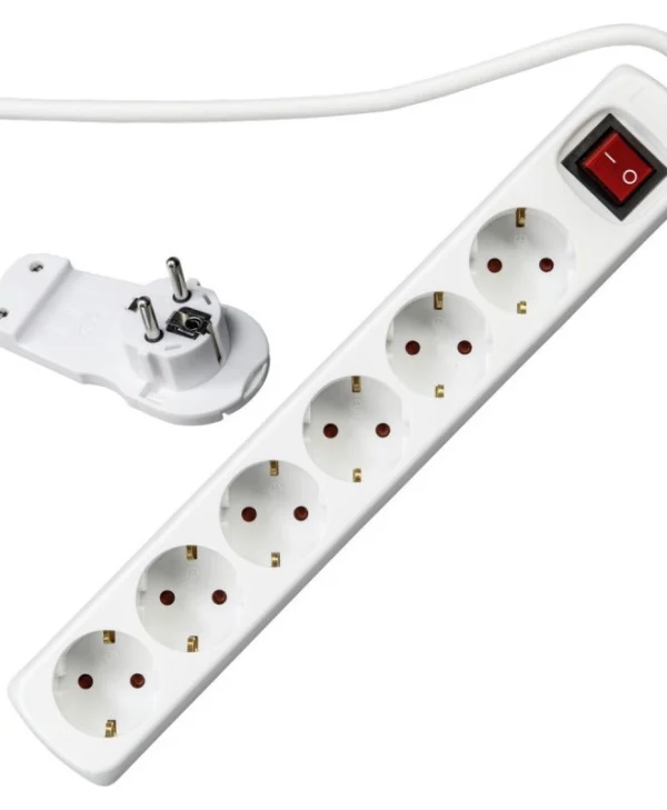 REV Multiple Socket Smart 6-fold 2m Πολύπριζο 6 Θέσεων με Διακόπτη και Καλώδιο 2m 0012626114