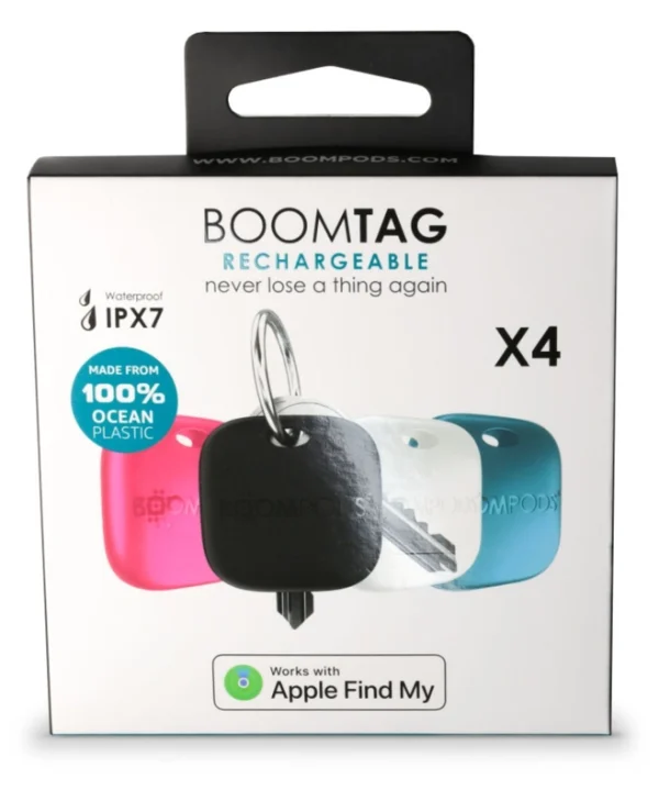 Boompods BoomTag Rechargeable Apple Find My Black, Blue, White, Pink 4τμχ TAGRE4