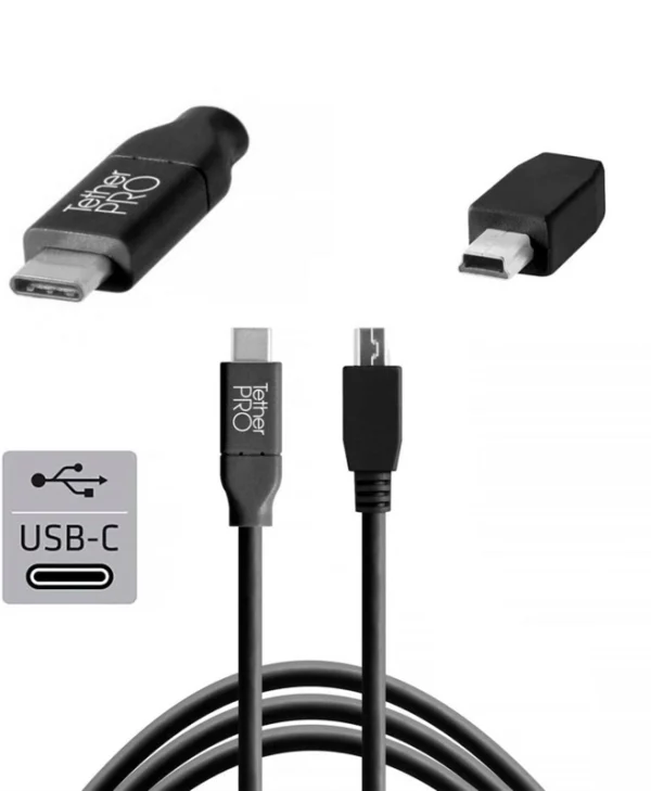 Tether Tools USB 2.0 Cable USB-C male - USB-C Μαύρο 4.6m CUC2415-BLK