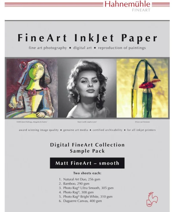 Hahnemuhle Fine Art Matte Testpack Φωτογραφικό Χαρτί A4 (21x30) 300gr/m² για Εκτυπωτές Inkjet 12 Φύλλα 10640303