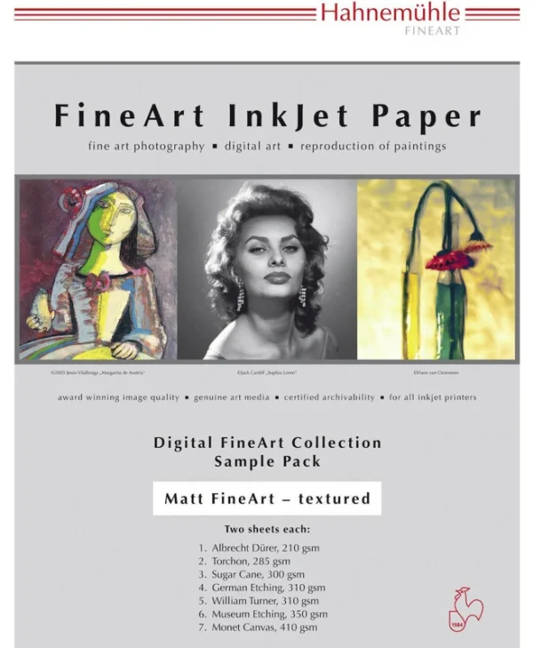 Hahnemuhle Fine Art Matte Structured Testpack Φωτογραφικό Χαρτί A4 (21x30) 300gr/m² για Εκτυπωτές Inkjet 14 Φύλλα 10640304