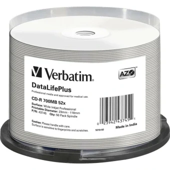 Verbatim Εγγράψιμα CD-R 52x 700MB Cake Box 50τμχ 43745
