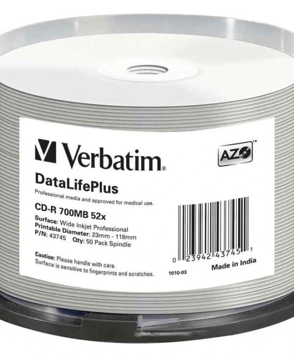Verbatim Εγγράψιμα CD-R 52x 700MB Cake Box 50τμχ 43745